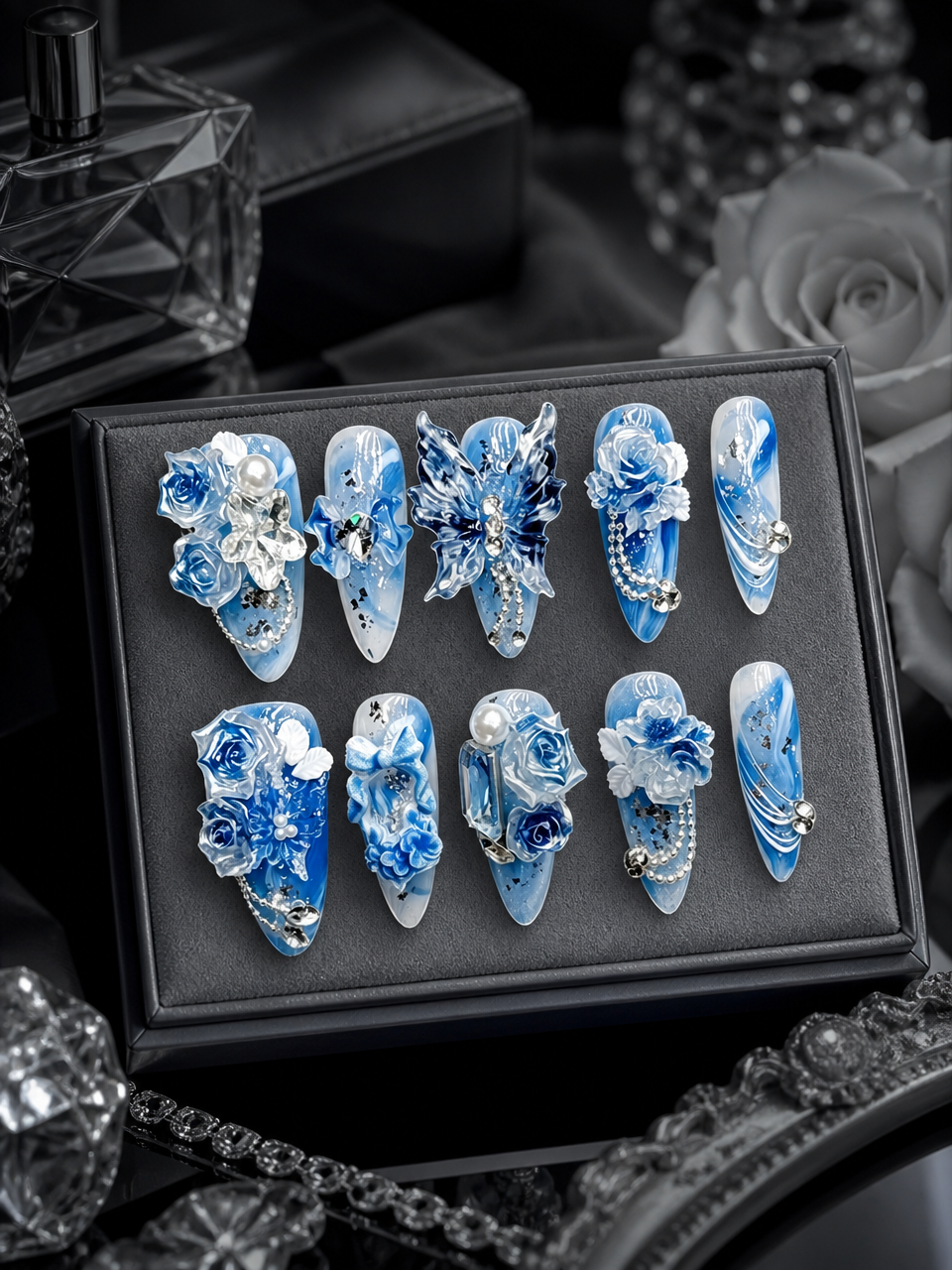 Azure Reverie & Crystal Bloom | LUMlix Haute Nail