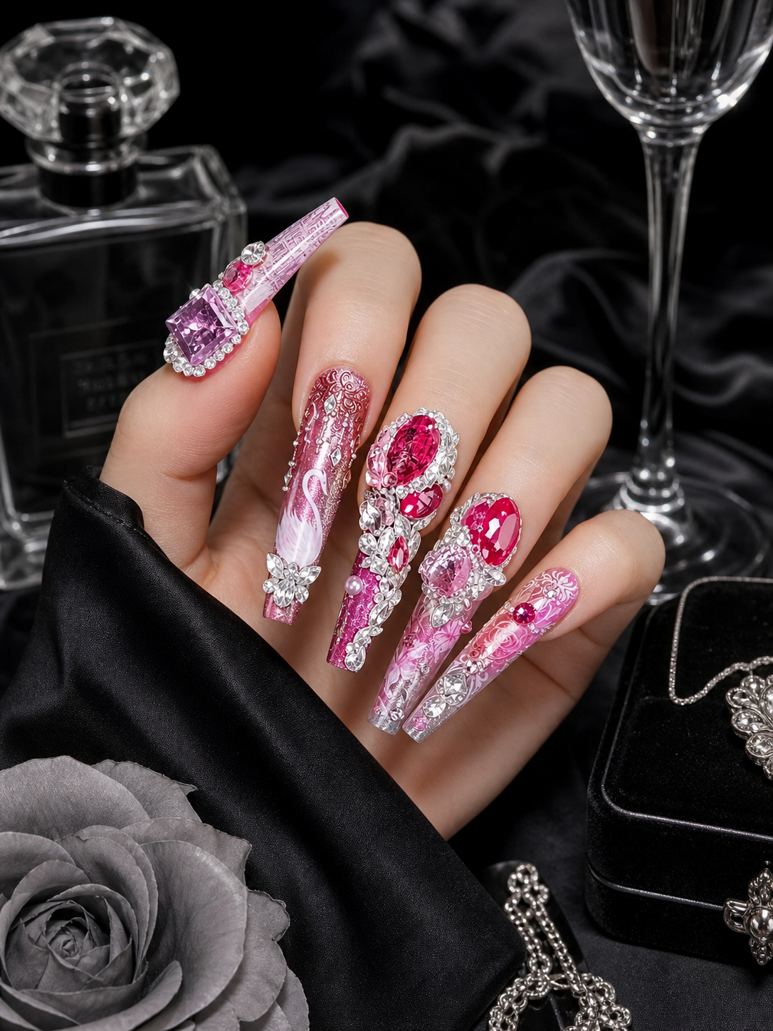 Crimson Swan's Royal Ballad | LUMlix Haute Nail