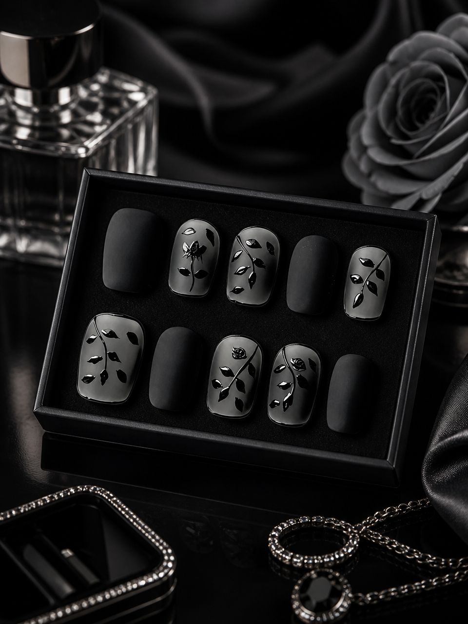 Nocturne Bloom & Shadow Vine  | LUMlix Haute Nail