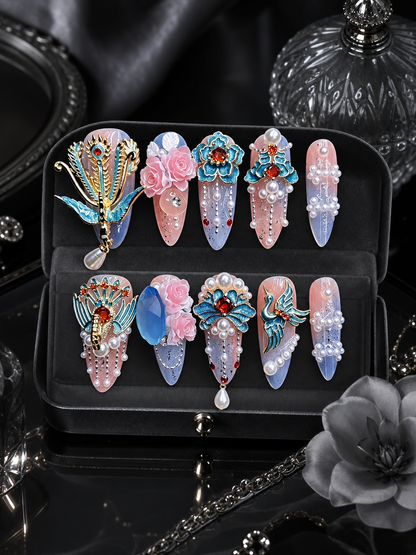 Azure Phoenix & Pearl Reverie  | LUMlix Haute Nail