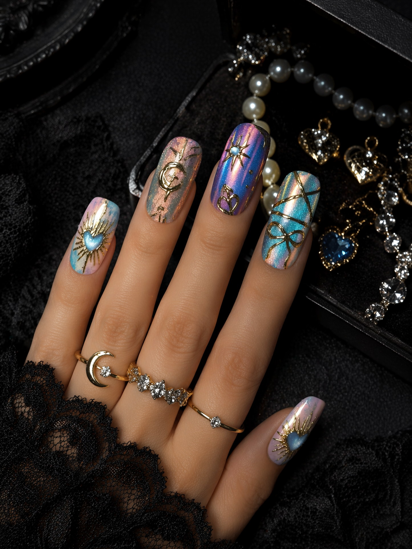 Celestial Aurora Gilded | LUMlix Haute Nail