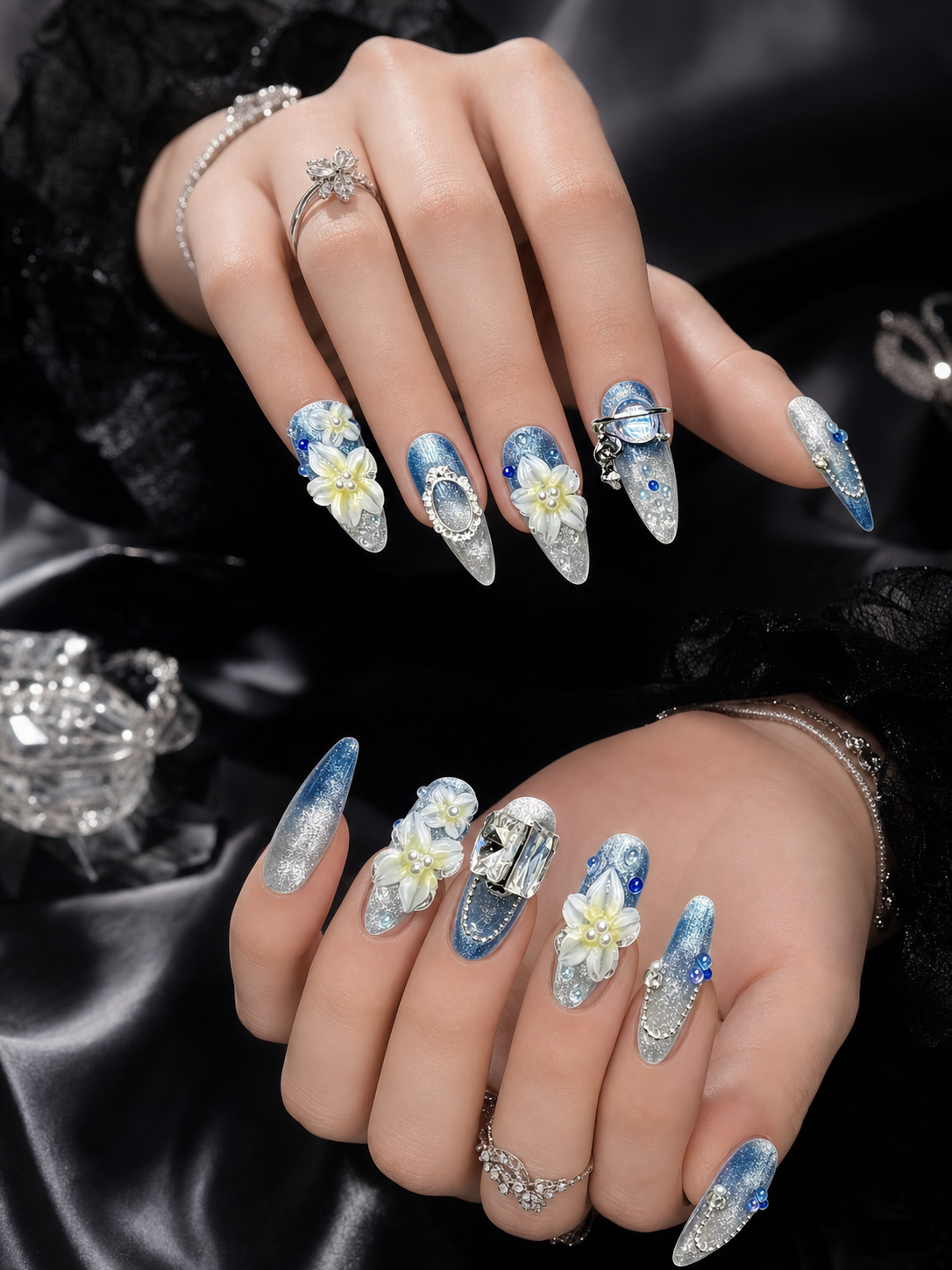 Azure Frost Bloom  | LUMlix Haute Nail