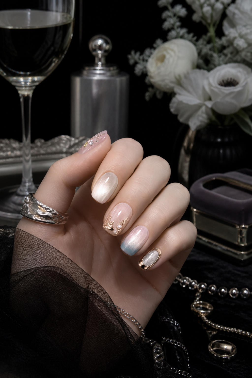 Aurora's Gilded Dawn | LUMlix Haute Nail