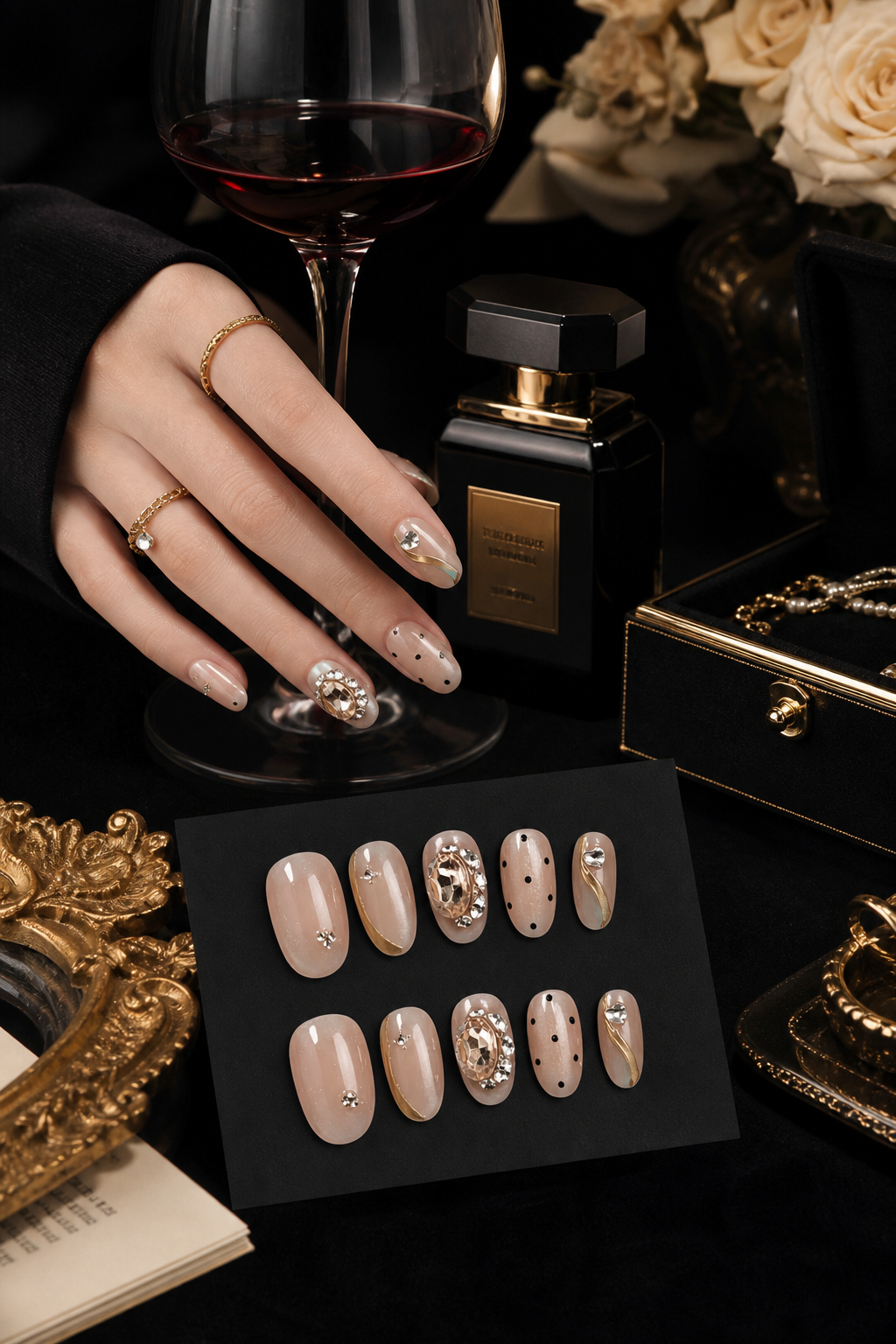 Gilded Noir Reverie | LUMlix Haute Nail