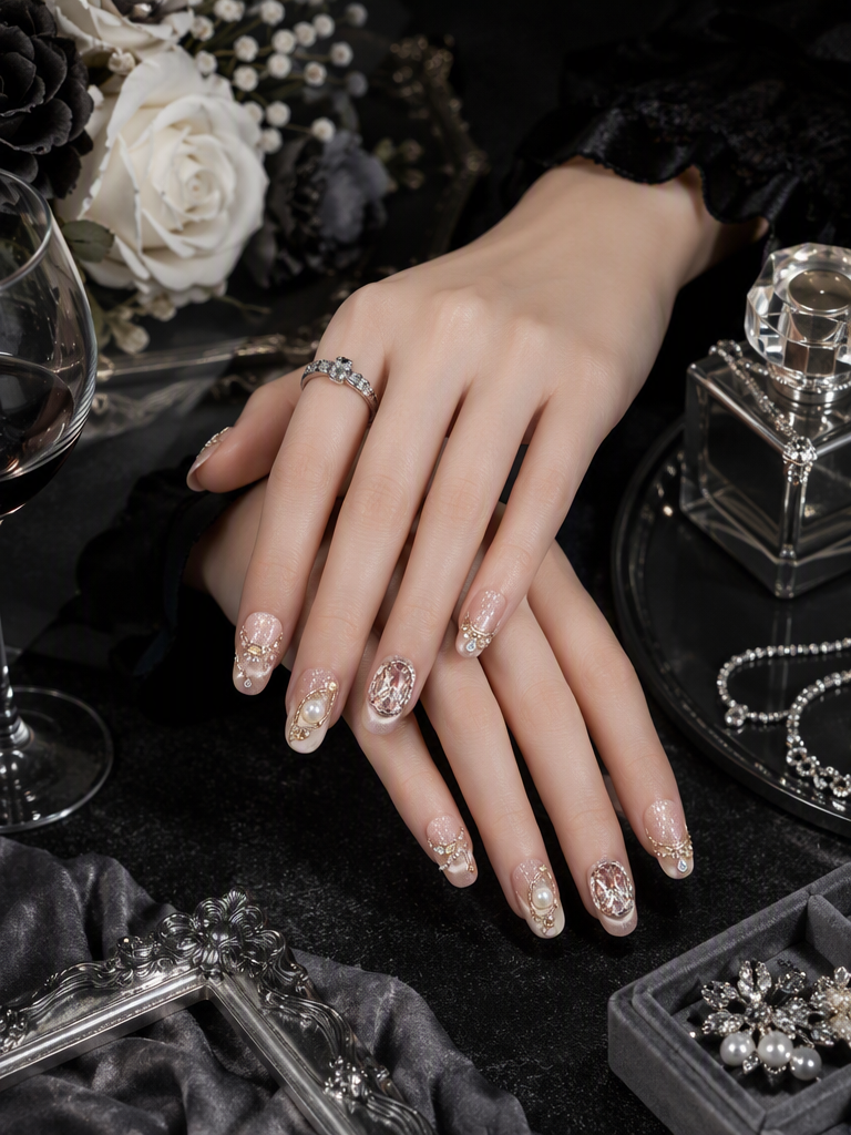 Champagne Pearl Tapestry | LUMlix Haute Nail