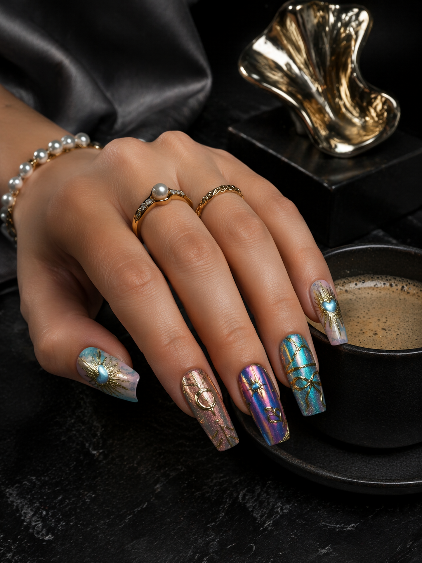 Celestial Aurora Gilded | LUMlix Haute Nail