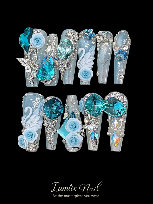 Azure Swan Serenade | LUMlix Haute Nail