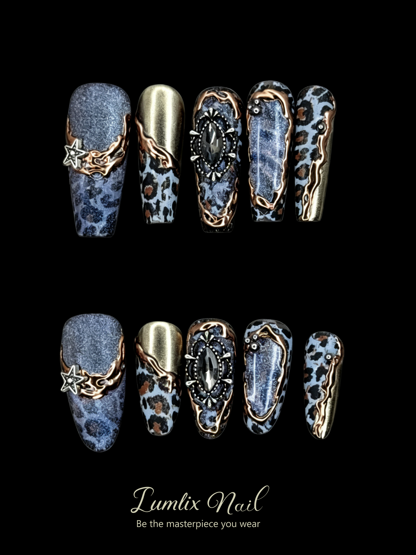 Celestial Noir & Gilded Wild | LUMlix Haute Nail