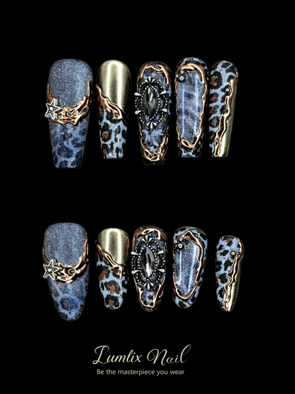 Celestial Noir & Gilded Wild | LUMlix Haute Nail