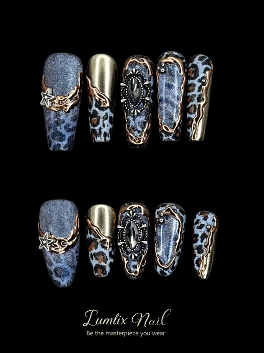 Celestial Noir & Gilded Wild | LUMlix Haute Nail
