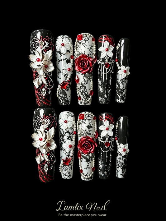 Crimson Lace Nocturne | LUMlix Haute Nail