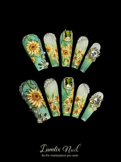 Verdant Sunflower Sonata | LUMlix Haute Nail