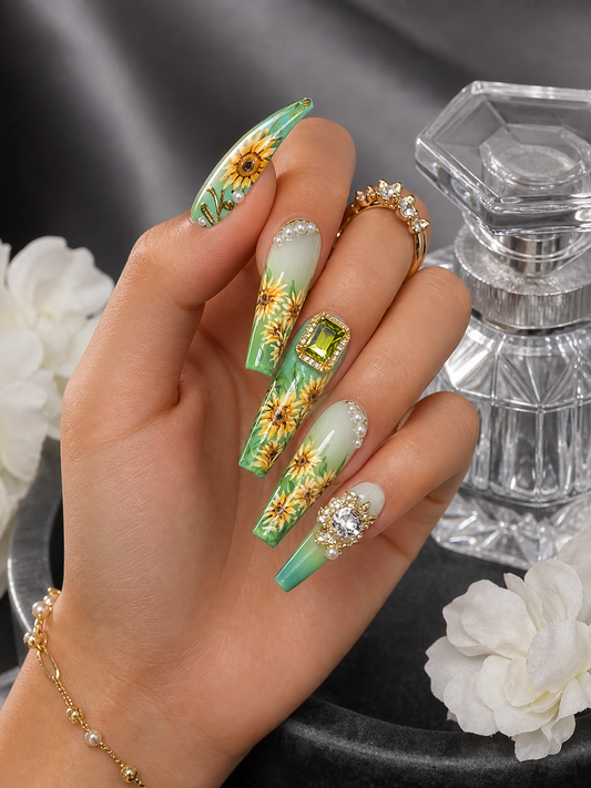 Verdant Sunflower Sonata | LUMlix Haute Nail
