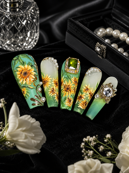 Verdant Sunflower Sonata | LUMlix Haute Nail