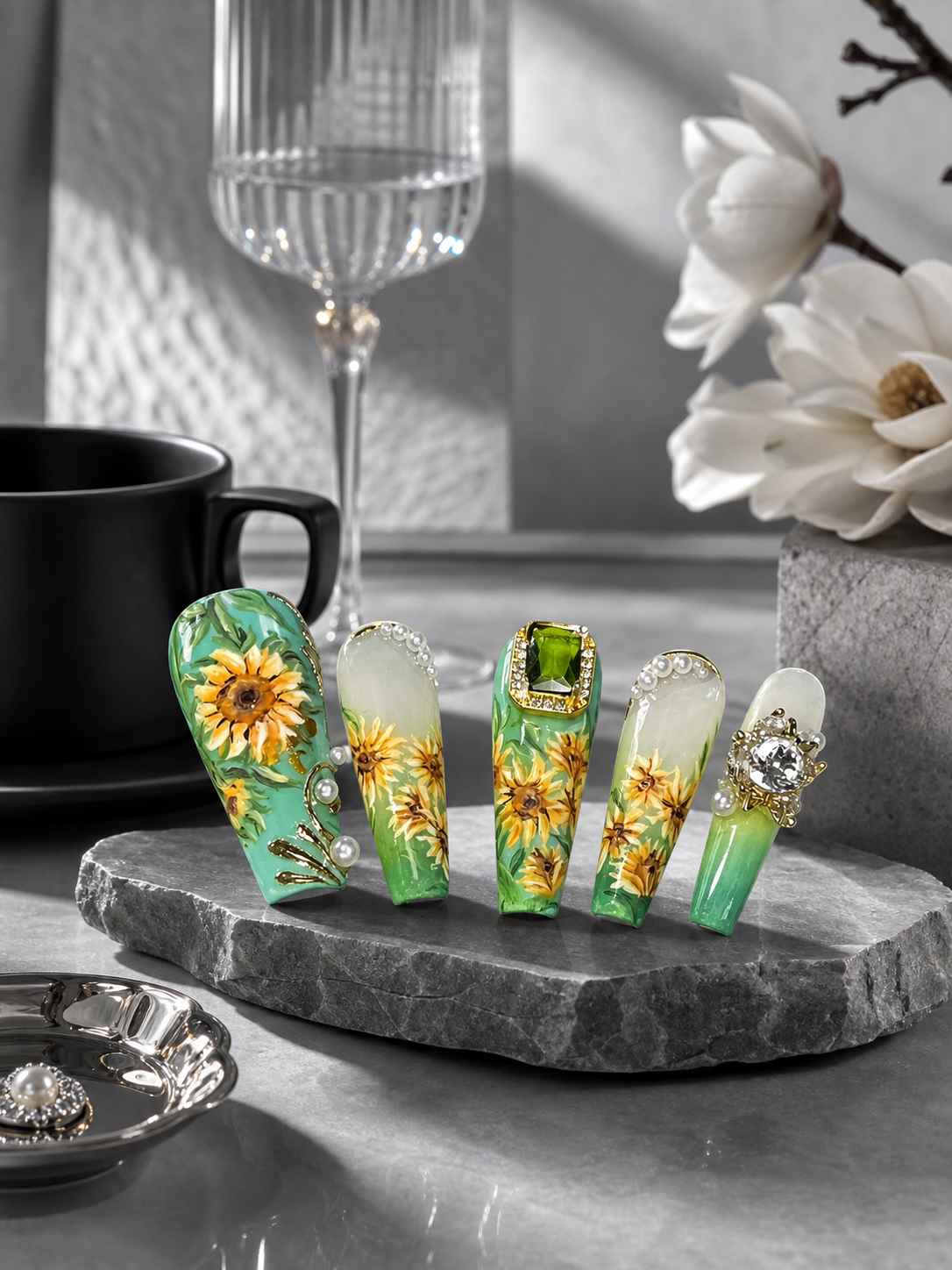 Verdant Sunflower Sonata | LUMlix Haute Nail