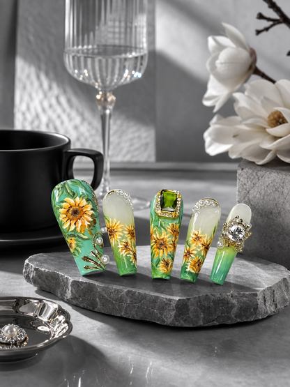 Verdant Sunflower Sonata | LUMlix Haute Nail
