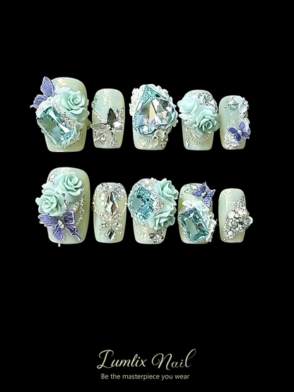 Mint Lavender Butterfly Garden | LUMlix Haute Nail