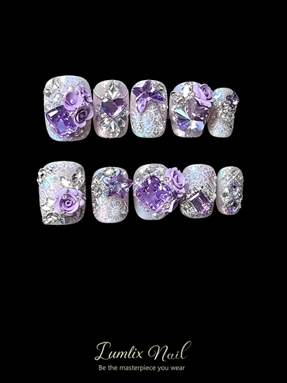 Lavender Crystal Lace Reverie | LUMlix Haute Nail