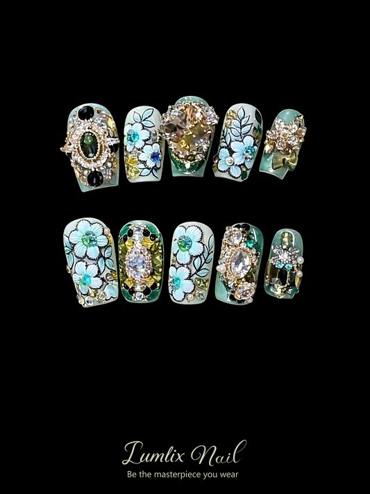 Jade & Sapphire Reverie | LUMlix Haute Nail