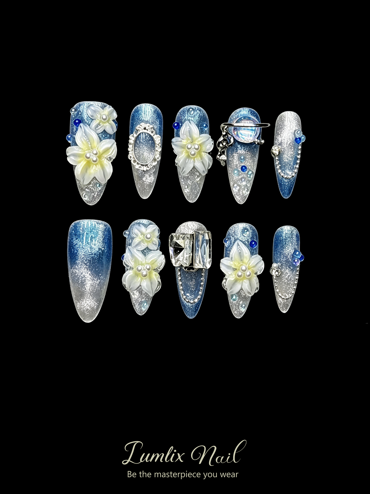 Azure Frost Bloom  | LUMlix Haute Nail