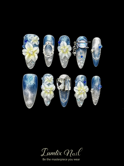 Azure Frost Bloom  | LUMlix Haute Nail