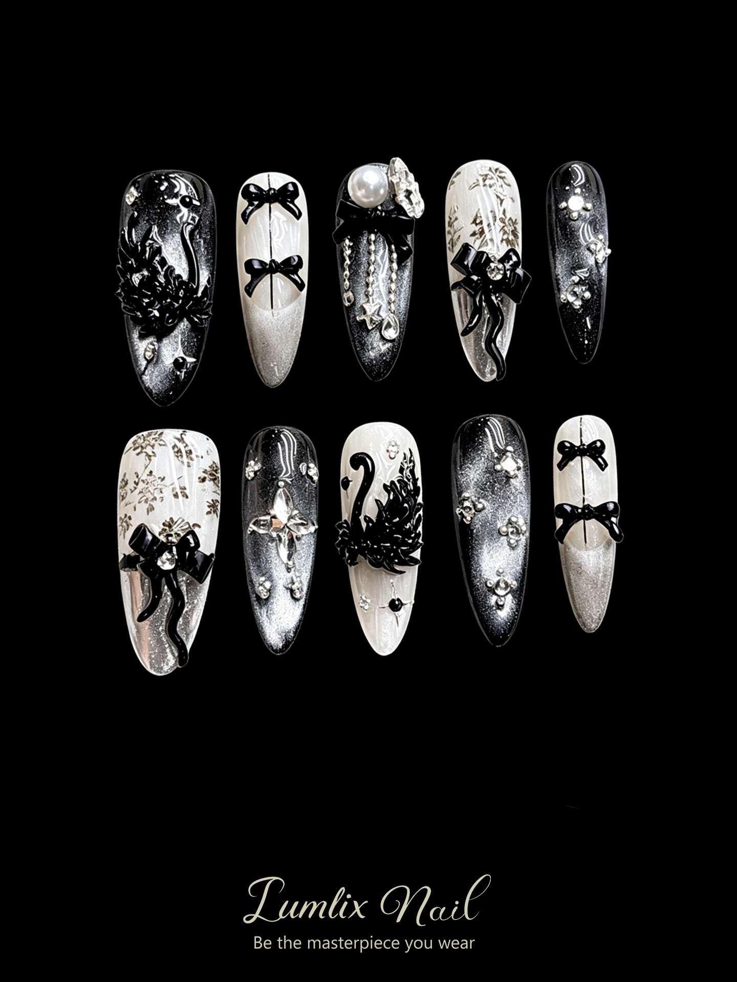 Obsidian Swan Nocturne | LUMlix Haute Nail