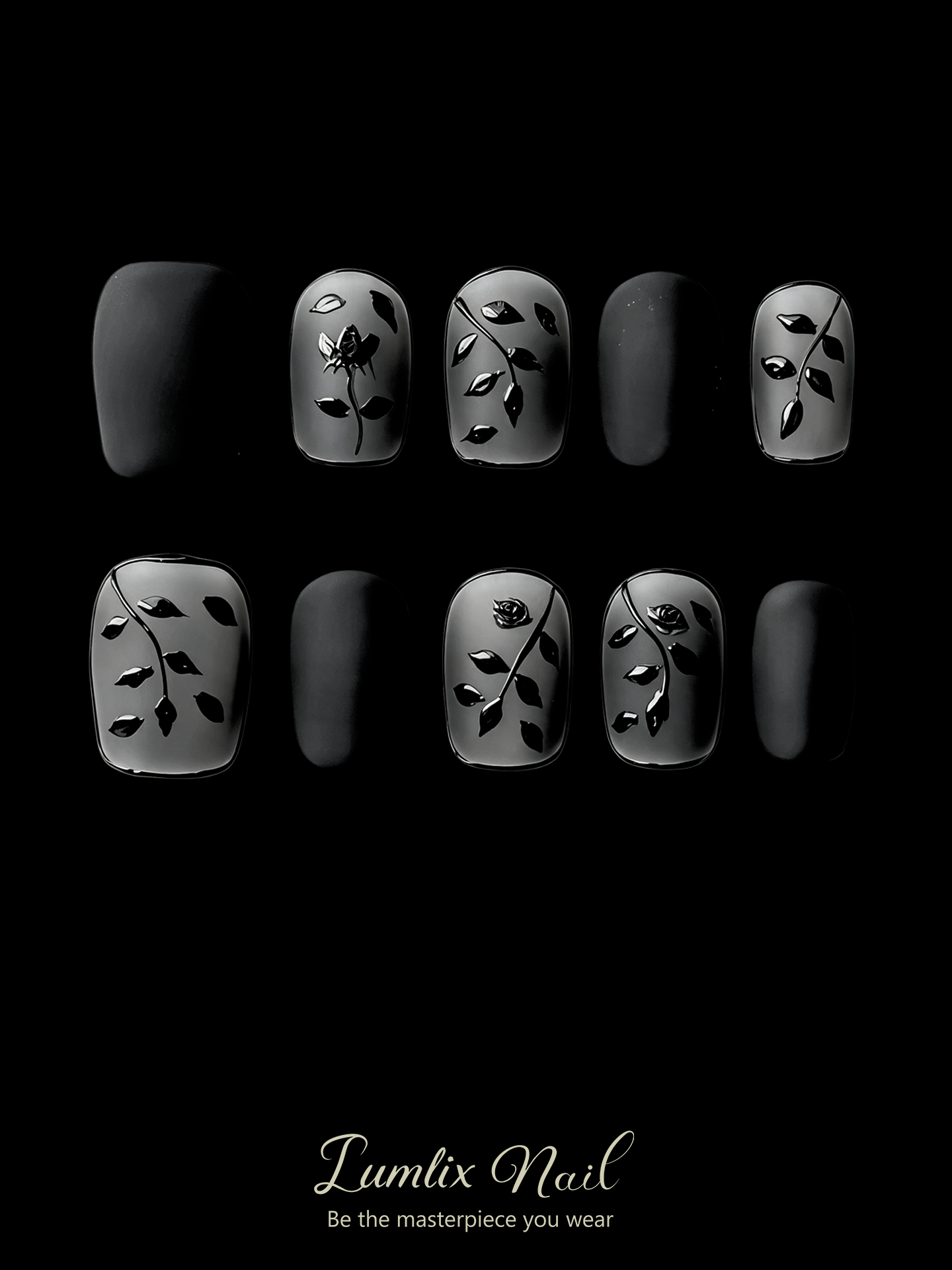 Nocturne Bloom & Shadow Vine  | LUMlix Haute Nail