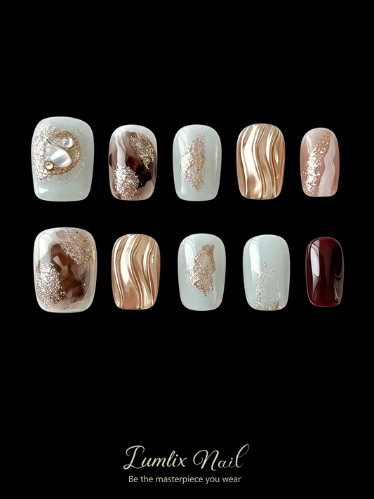Amber Gilded Waves | LUMlix Haute Nail