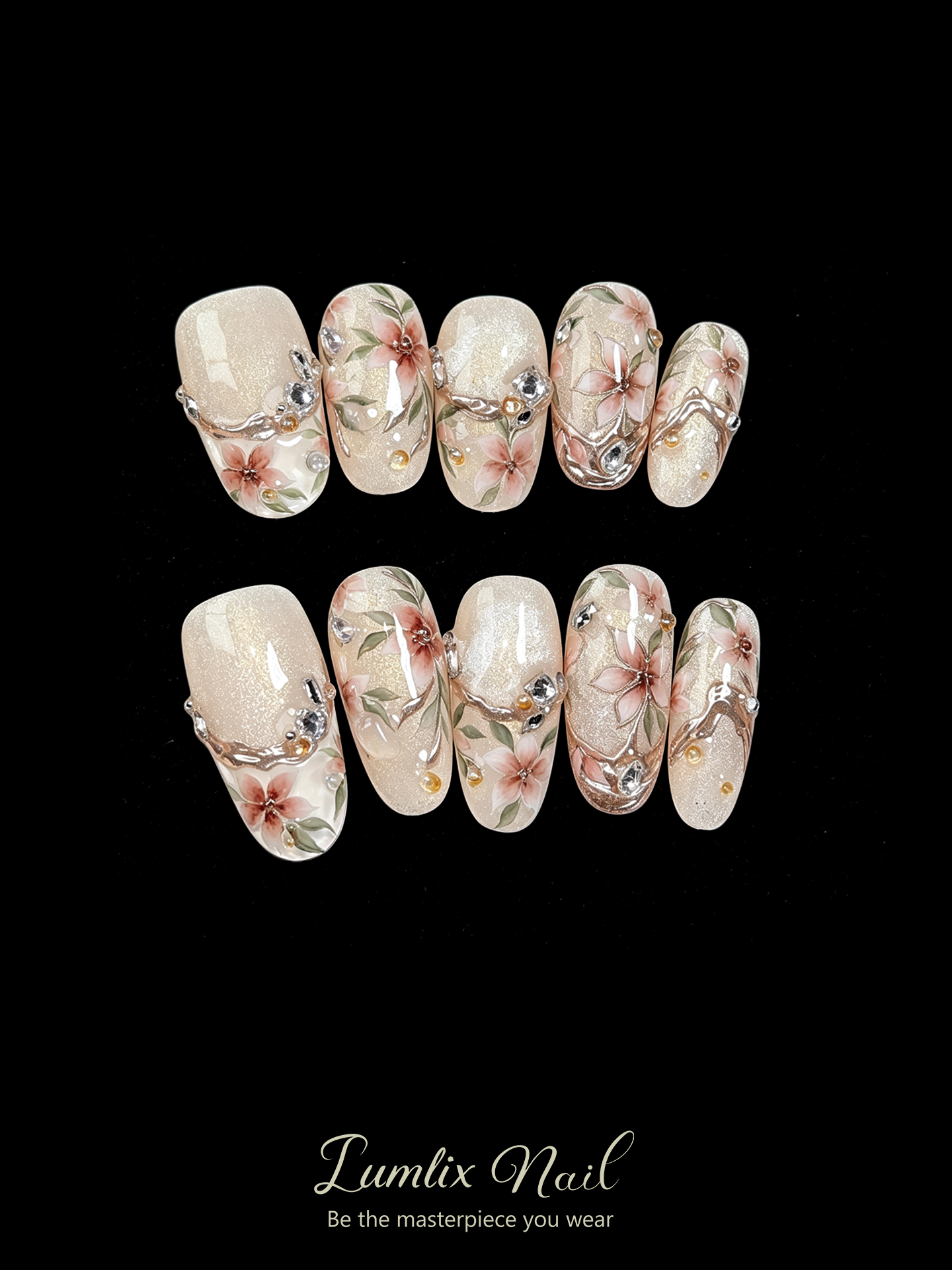Flora's Gilded Reverie | LUMlix Haute Nail