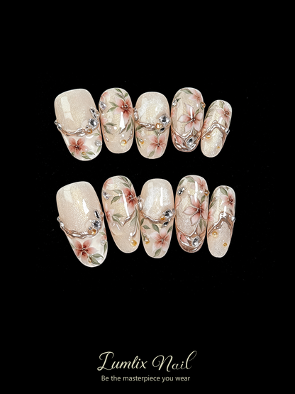 Flora's Gilded Reverie | LUMlix Haute Nail