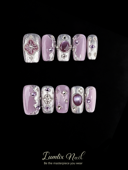 Amethyst’s Silvered Hymn | LUMlix Haute Nail