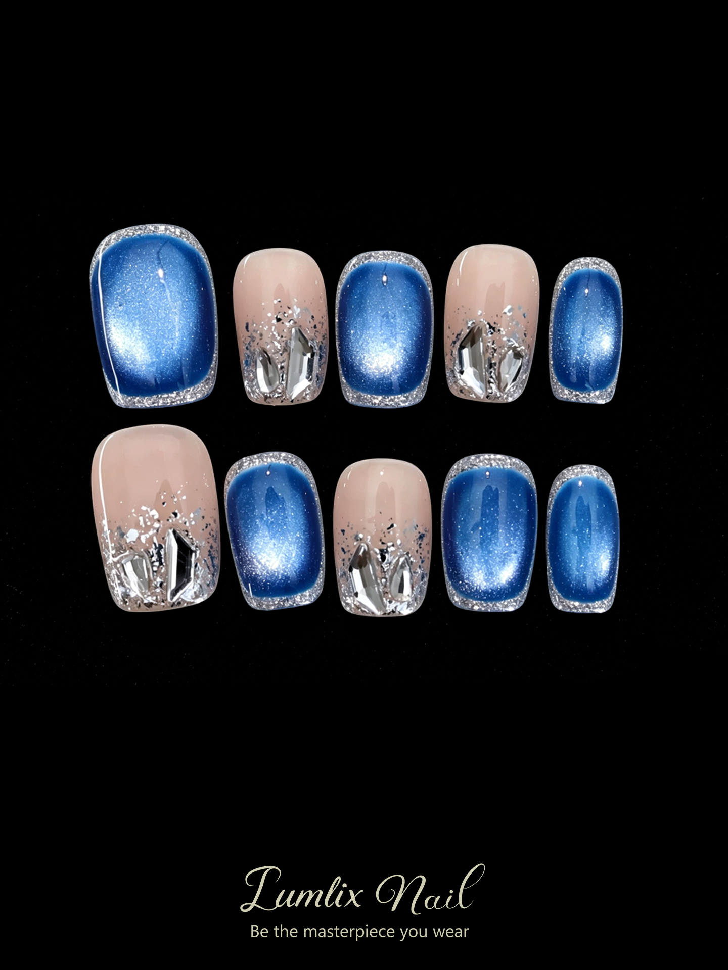 Azure Nebula's Crystalline Whisper | LUMlix Haute Nail