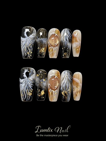 Phoenix’s Gilded Ascension | LUMlix Haute Nail