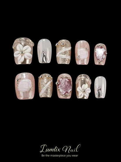 Ethereal Frost & Silver Bloom | LUMlix Haute Nail