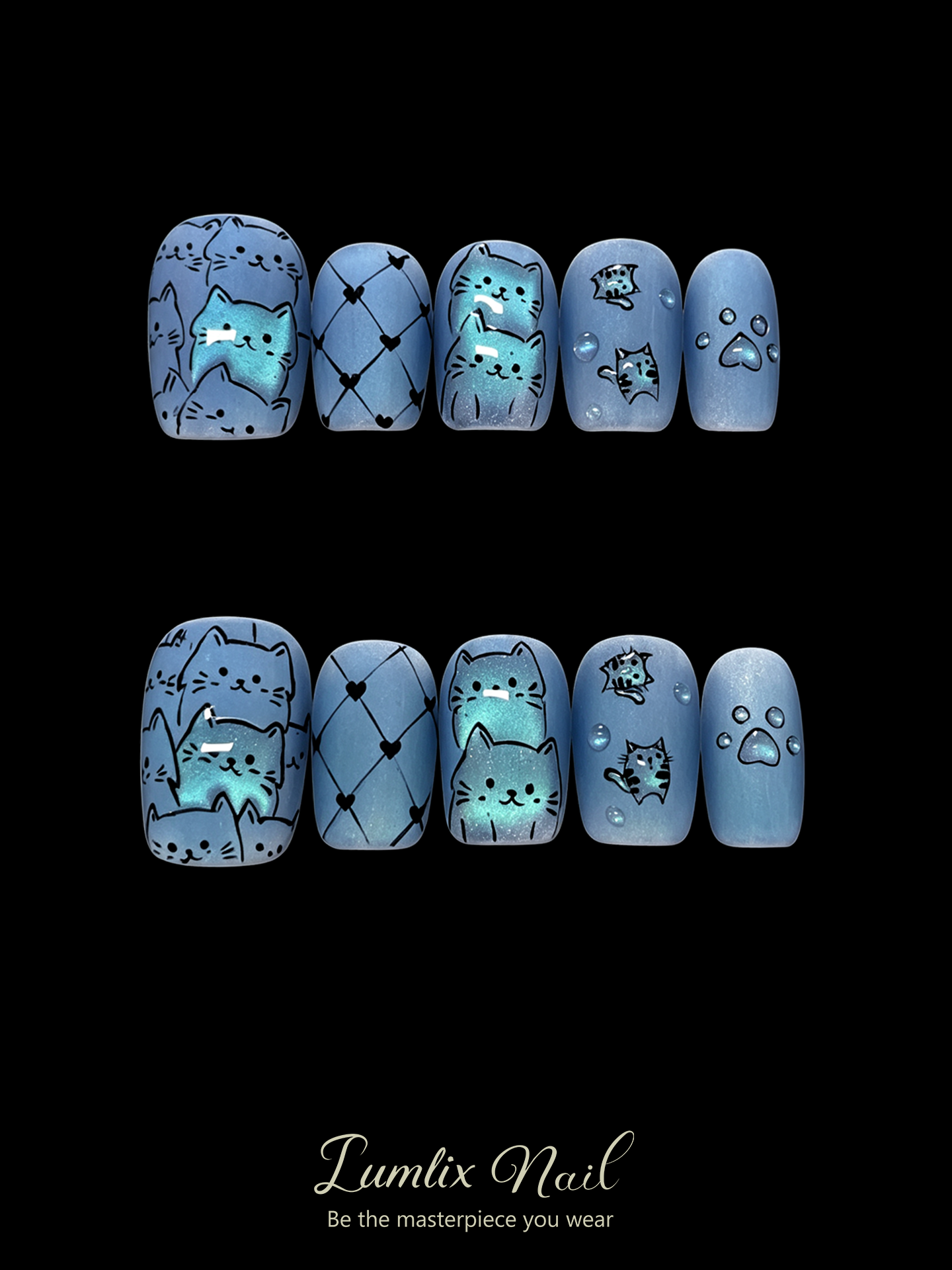 Blue Kitten Sketch | LUMlix Haute Nail
