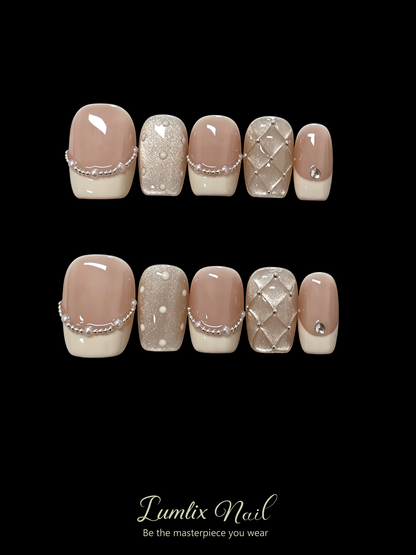 Cream Quilted Tulle | LUMlix Haute Nail