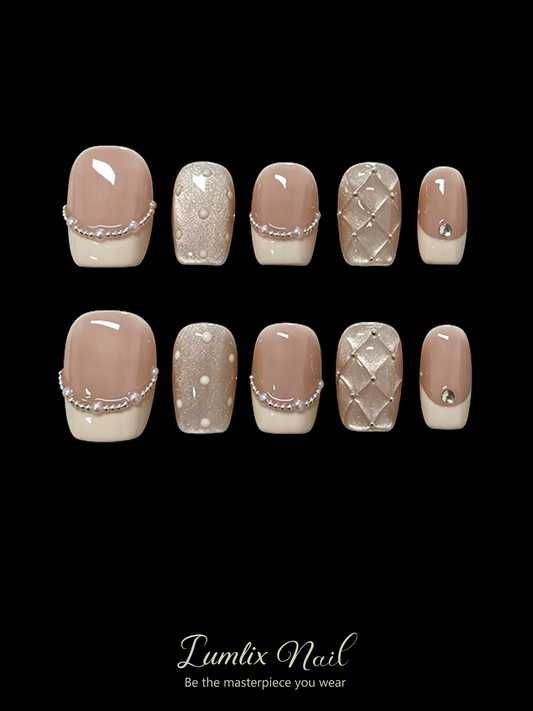 Cream Quilted Tulle | LUMlix Haute Nail