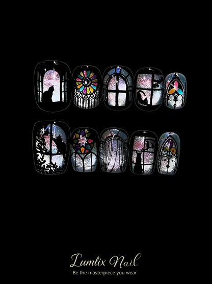 Cat Of Stained‑Glass Chapel | LUMlix Haute Nail
