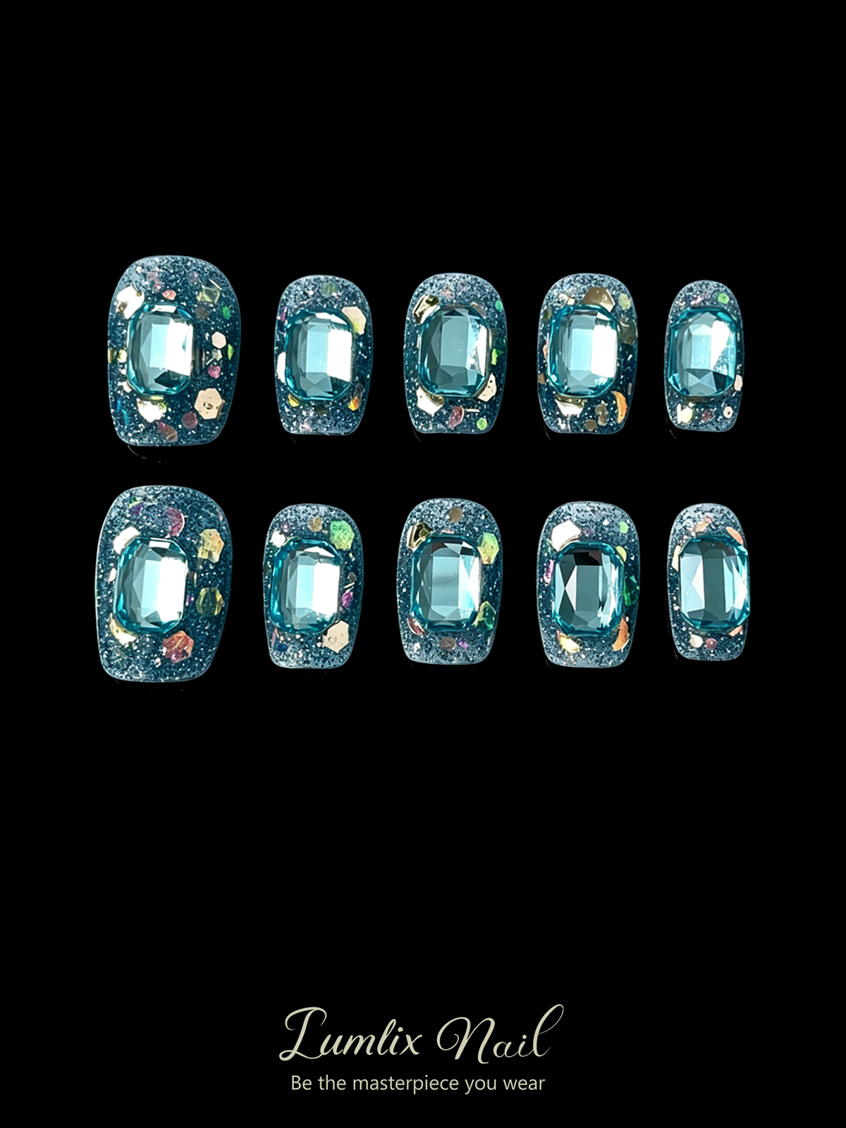 Deep‑Sea Aquamarine Shard | LUMlix Haute Nail