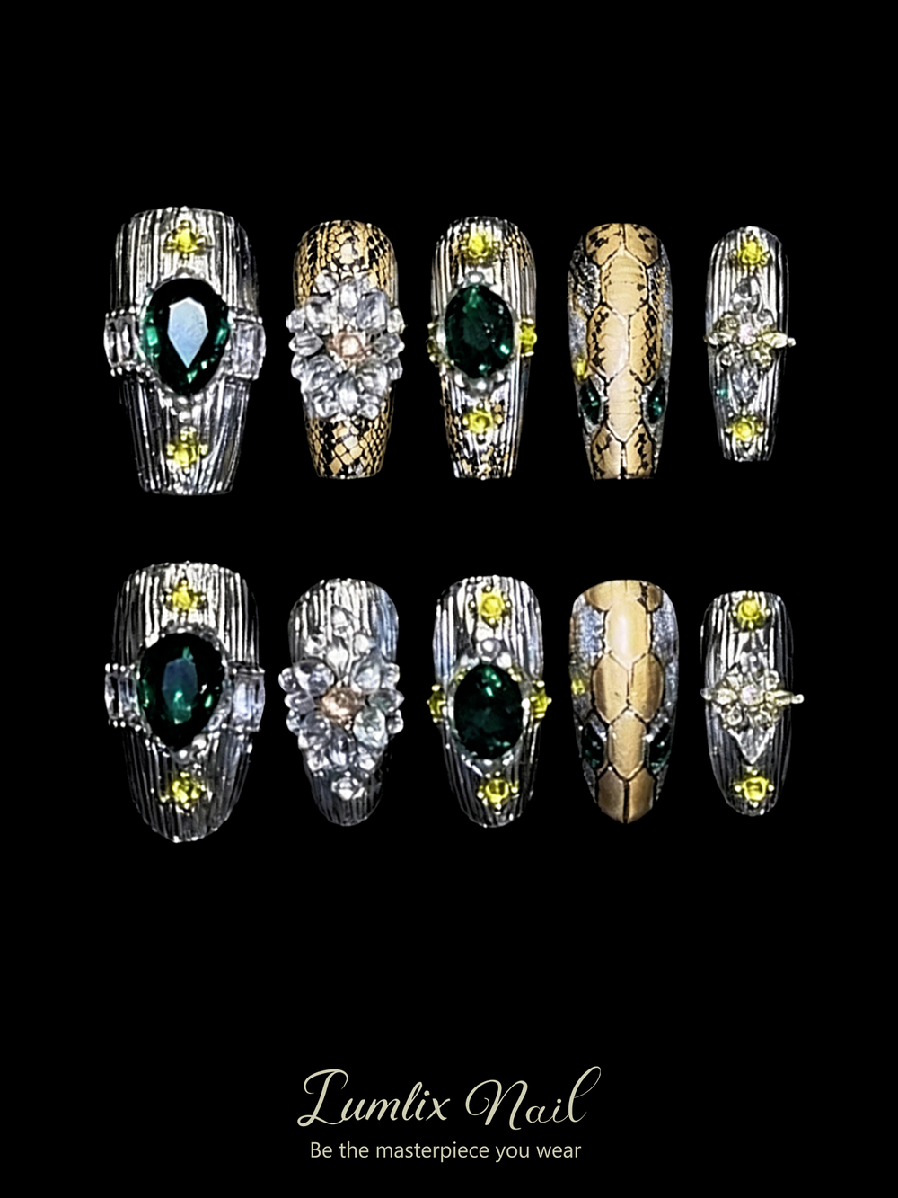 Serpentine Emerald Tapestry | LUMlix Haute Nail