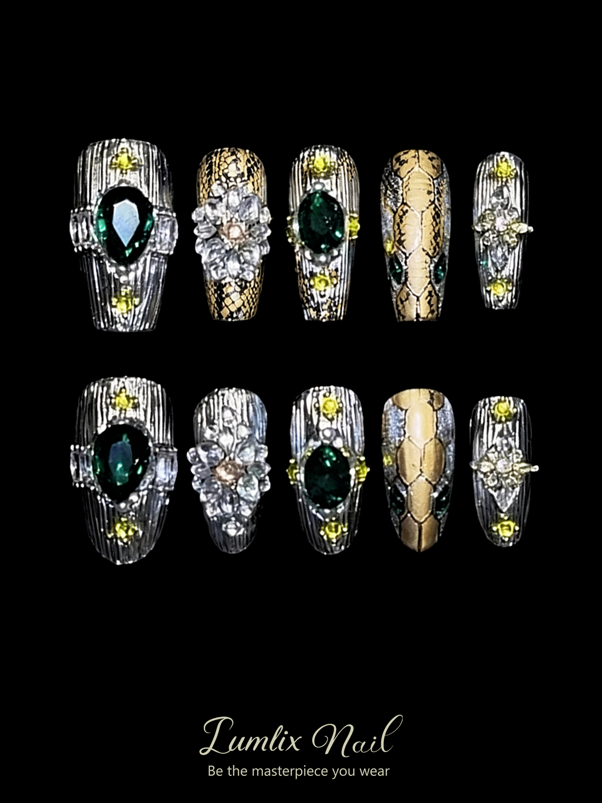Serpentine Emerald Tapestry | LUMlix Haute Nail