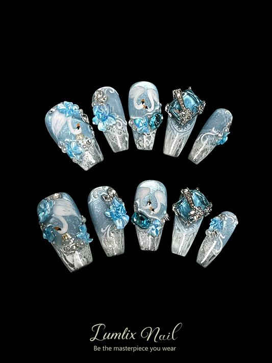 Azure Swan Serenade | LUMlix Haute Nail