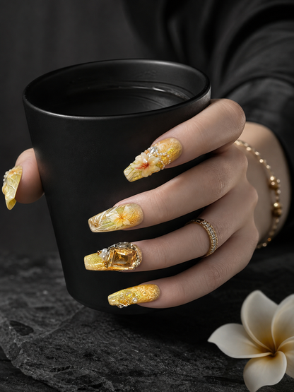Gilded Amber Rhapsody | LUMlix Haute Nail