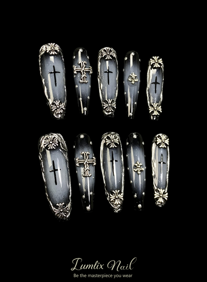 Gothic Vespers in Silver | LUMlix Haute Nail