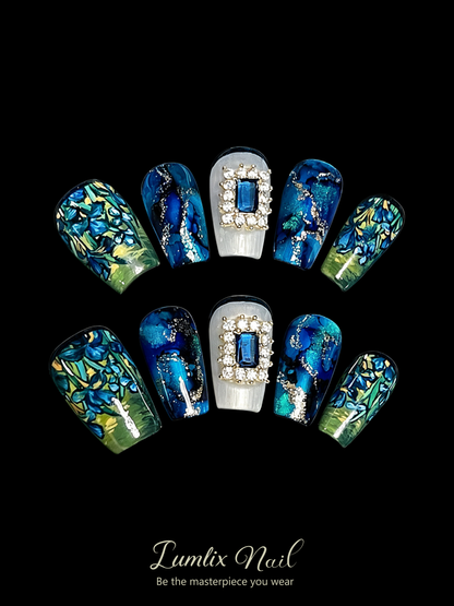 Van Gogh's Midnight Iris | LUMlix Haute Nail