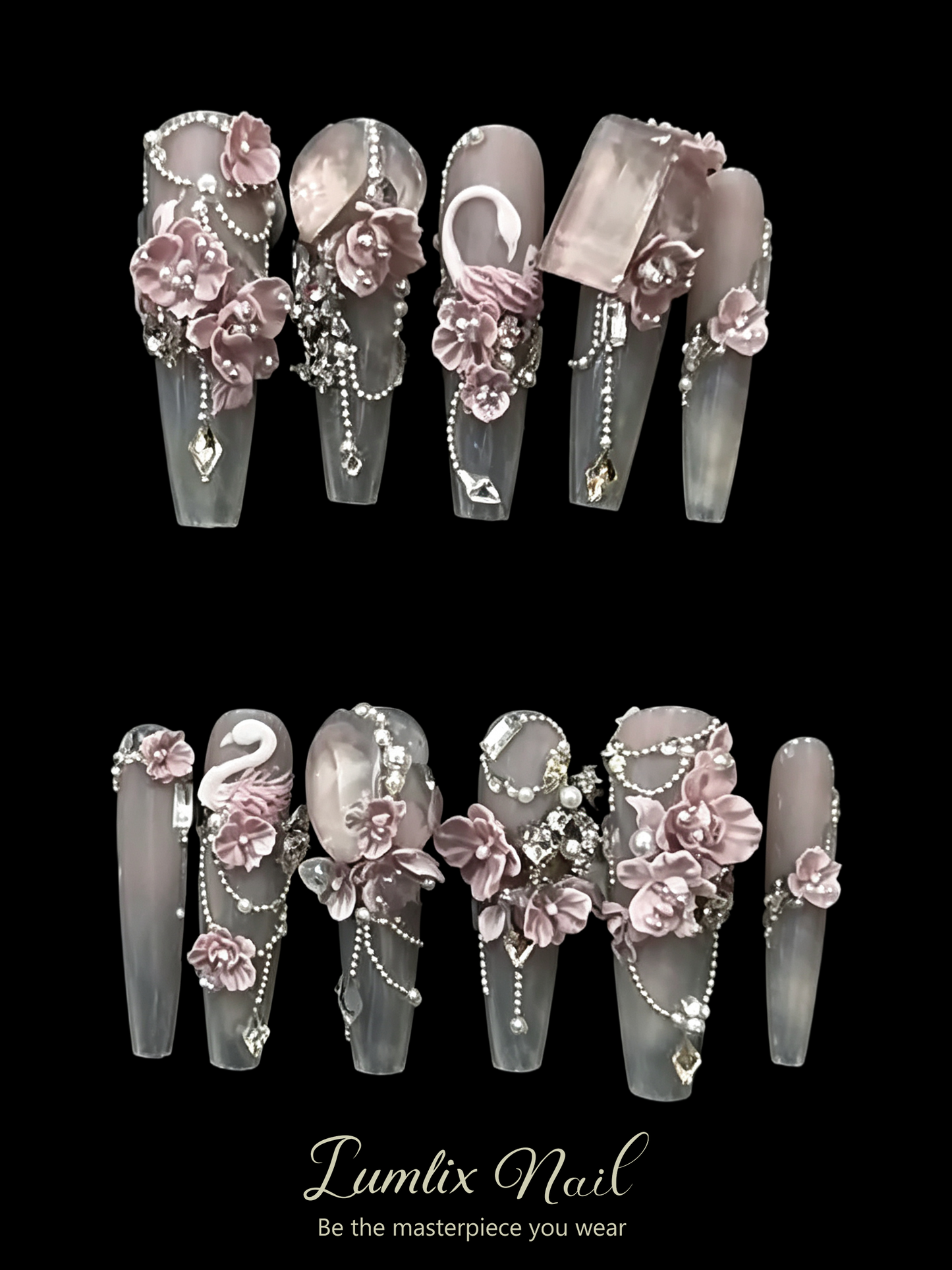 Dusty Rose Swan Sonata | LUMlix Haute Nail