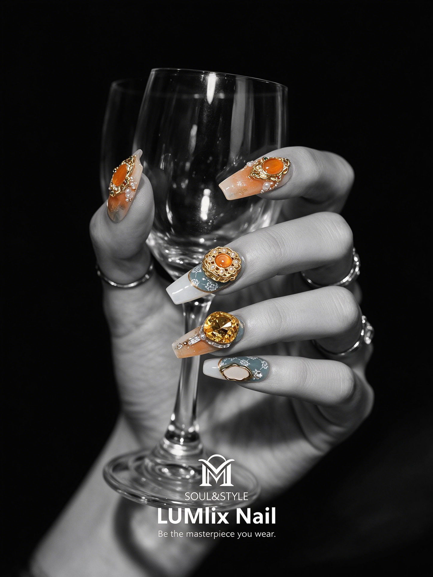 Gilded Amber Reverie | LUMlix Haute Nail