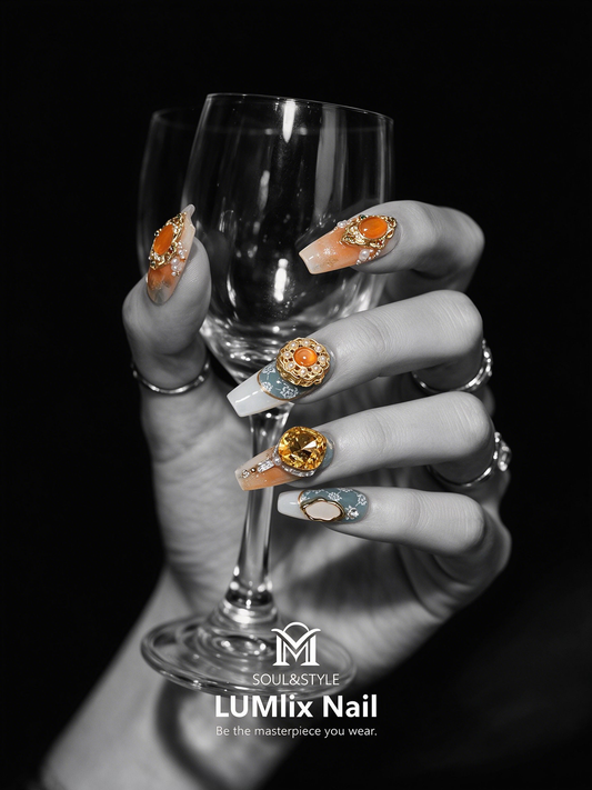 Gilded Amber Reverie | LUMlix Haute Nail