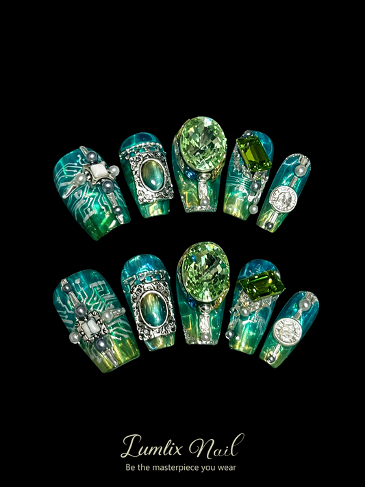 Verdant Circuitry Sovereign | LUMlix Haute Nail