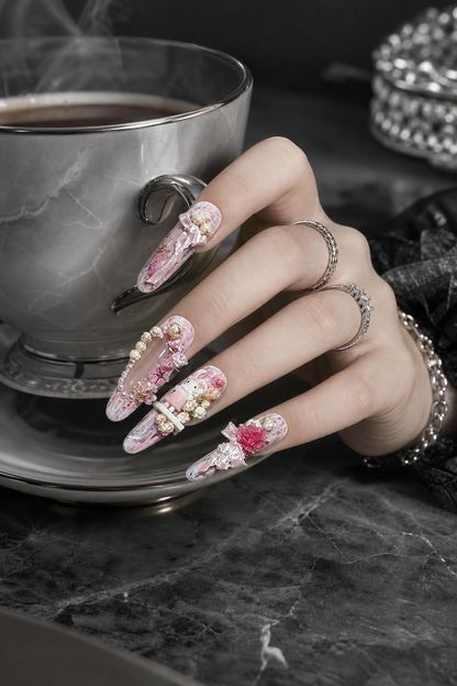 Rosy Marble Menagerie | LUMlix Haute Nail